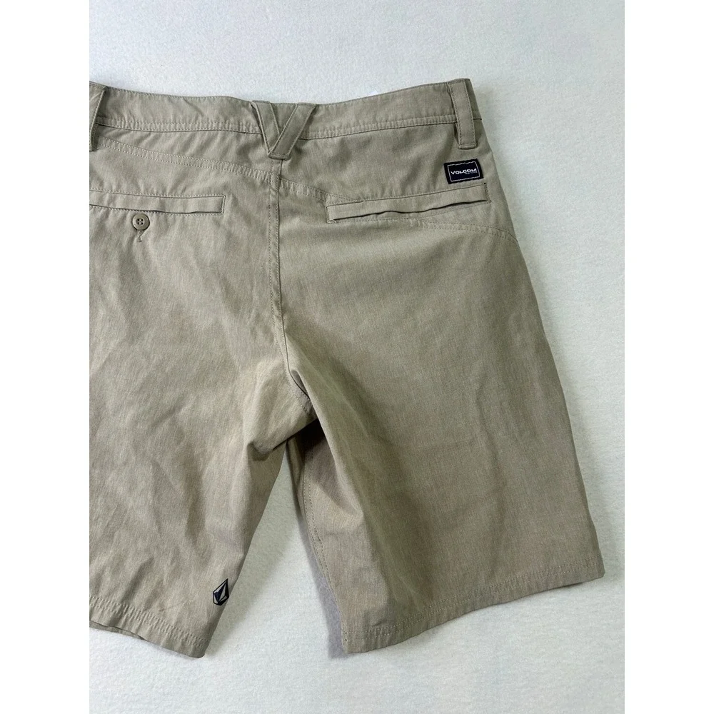 Volcom Mens Hybrid Shorts Khaki Tan Heathered Chino Boardshorts Size 31